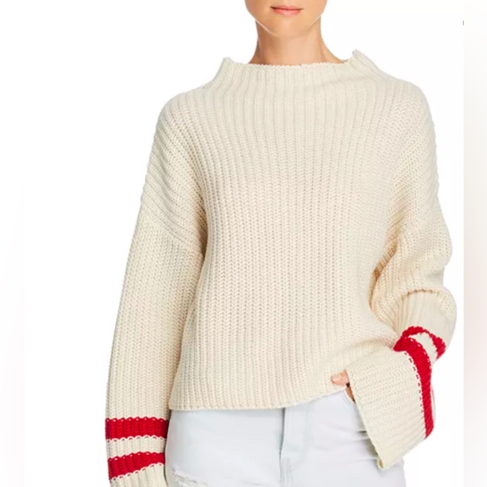 Lost + Wander Mulberry Stripe-Sleeve Sweater